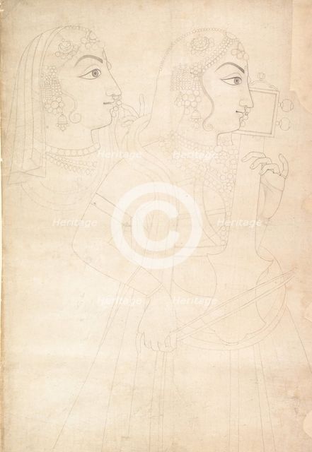 Singer and Sarinda Player, ca. 1800. Creator: Sahib Ram.
