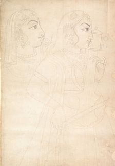 Singer and Sarinda Player, ca. 1800. Creator: Sahib Ram