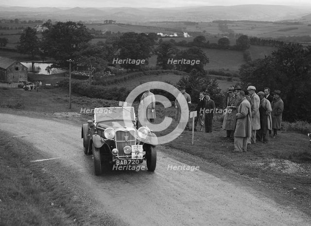 Singer B37 1.5 litre sports of Alf Langley competing in the South Wales Auto Club Welsh Rally, 1937 Artist: Bill Brunell.