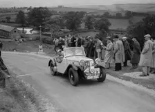 Singer B37 1.5 litre sports of DE Harris competing in the South Wales Auto Club Welsh Rally, 1937 Artist: Bill Brunell