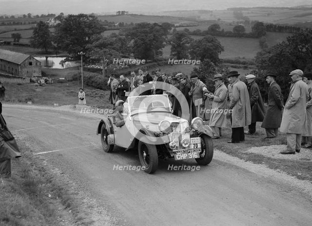 Singer B37 1.5 litre sports of DE Harris competing in the South Wales Auto Club Welsh Rally, 1937 Artist: Bill Brunell.