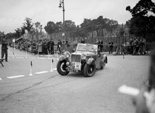 Singer B37 1.5 litre sports of FS Barnes competing in the South Wales Auto Club Welsh Rally, 1937 Artist: Bill Brunell