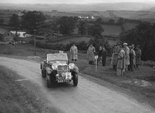 Singer B37 1.5 litre sports of Alf Langley competing in the South Wales Auto Club Welsh Rally, 1937 Artist: Bill Brunell