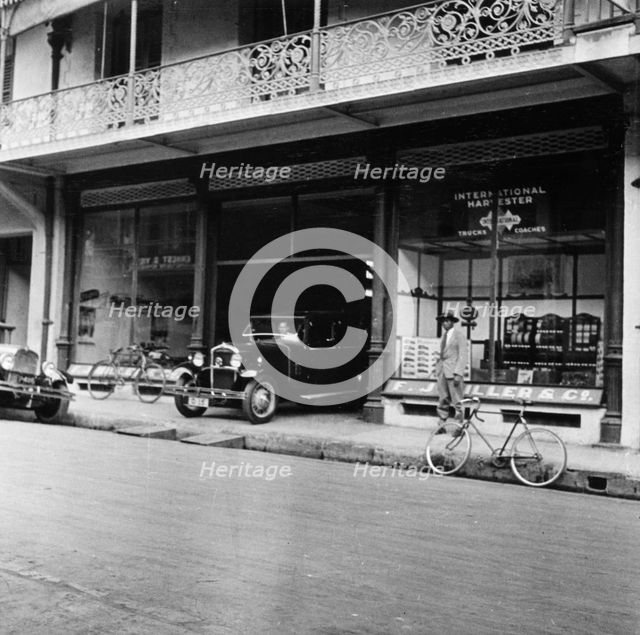 Singer car showroom, Port of Spain, Trinidad, Trinidad and Tobago, 1931. Artist: Unknown