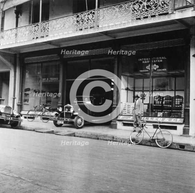 Singer car showroom, Port of Spain, Trinidad, Trinidad and Tobago, 1931. Artist: Unknown