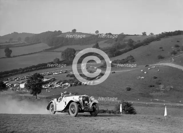 Singer competing in the Singer CC Rushmere Hill Climb, Shropshire 1935. Artist: Bill Brunell.