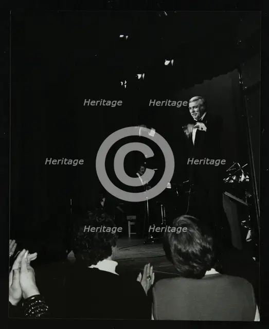 Singer Howard Keel on stage at the Forum Theatre, Hatfield, Hertfordshire, 14 May 1983. Creator: Denis Williams.