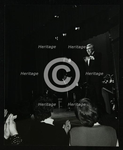 Singer Howard Keel on stage at the Forum Theatre, Hatfield, Hertfordshire, 14 May 1983. Creator: Denis Williams.