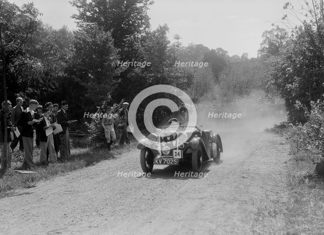 Singer Le Mans competing in the BOC Hill Climb, Chalfont St Peter, Buckinghamshire, 1932. Artist: Bill Brunell.