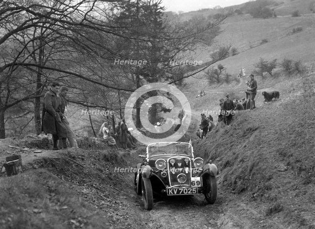 Singer Le Mans competing in the MG Car Club Abingdon Trial/Rally, 1939. Artist: Bill Brunell.