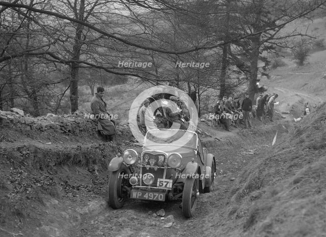 Singer Le Mans competing in the MG Car Club Abingdon Trial/Rally, 1939. Artist: Bill Brunell.