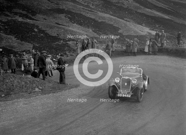 Singer Le Mans competing in the RSAC Scottish Rally, Devil's Elbow, Glenshee, 1934. Artist: Bill Brunell.