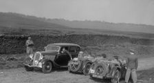 Singer Le Mans, Ford V8 and MG J2 at the Sunbac Inter-Club Team Trial, 1935. Artist: Bill Brunell