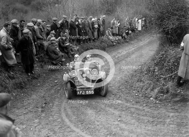 Singer Le Mans of ET Ingham competing in the MCC Lands End Trial, 1935. Artist: Bill Brunell.