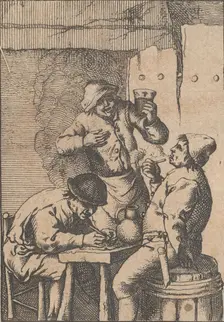 Singer Standing Between Two Smokers, 1610-85. Creator: Unknown