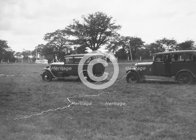 Singer Super Six and Singer Senior taking part in the Bugatti Owners Club gymkhana, 5 July 1931. Artist: Bill Brunell.