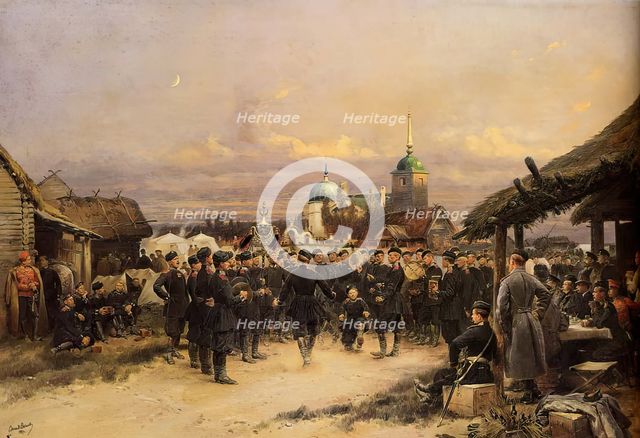 Singers of the 4th Rifle Battalion at Tsarskoe Selo, 1889. Creator: Jean Baptiste Edouard Detaille.