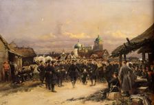Singers of the 4th Rifle Battalion at Tsarskoe Selo, 1889. Creator: Jean Baptiste Edouard Detaille