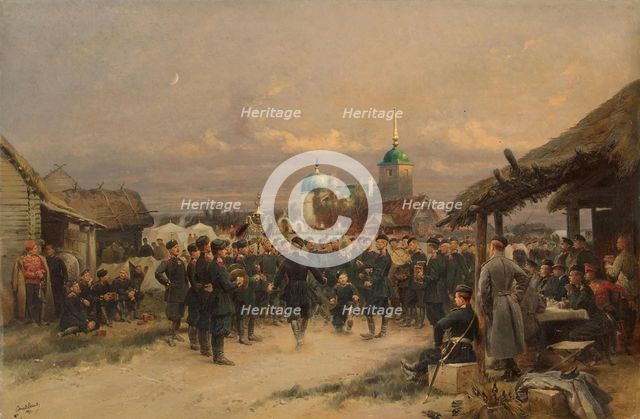 Singers of the Life-Guards 4th The Imperial Family's Rifle Battalion at Tsarskoye Selo, 1889. Artist: Detaille, Édouard (1848-1912)