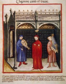 Singing with organ and stringed instrument, 14th century. Creator: Unknown