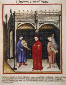 Singing with organ and stringed instrument, 14th century. Creator: Unknown