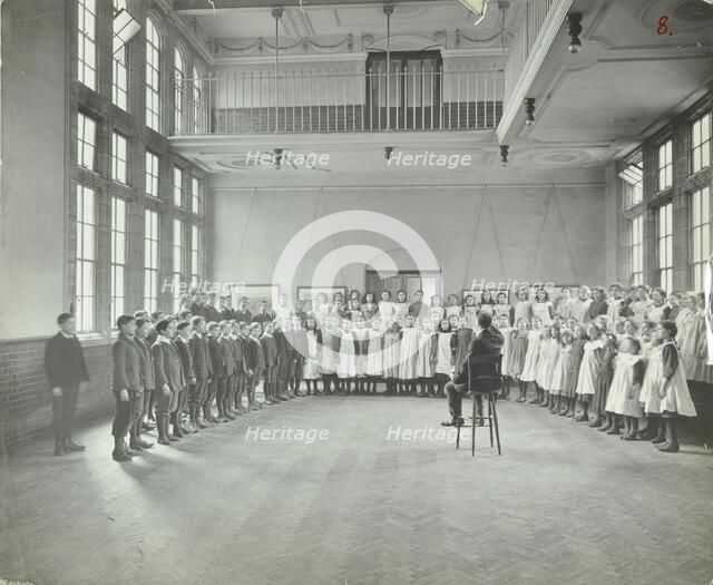 Singing lesson, Jews' Free School, Stepney, London, 1908. Artist: Unknown.
