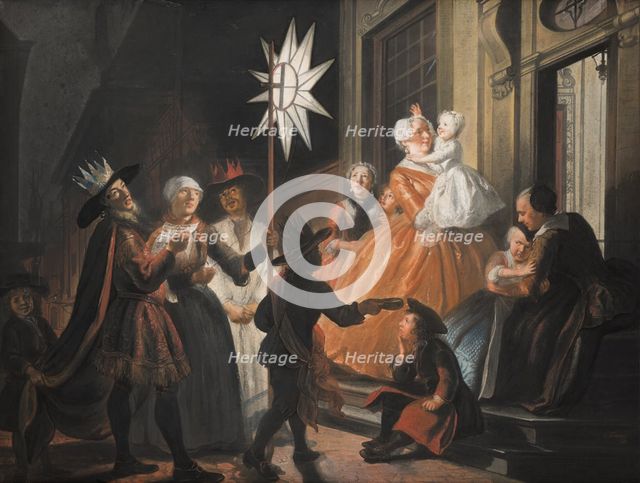 Singing Round the Star on Twelfth Night, c1720-1750. Creator: Cornelis Troost.