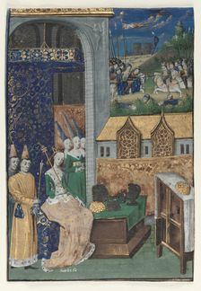 Single Miniature Excised from Boccaccio's Des Cleres et nobles femmes: Queen Medusa..., c. 1470. Creator: Maître François (French), circle of