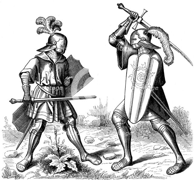 Single combat, 15th century, (1849).Artist: Burgmayer