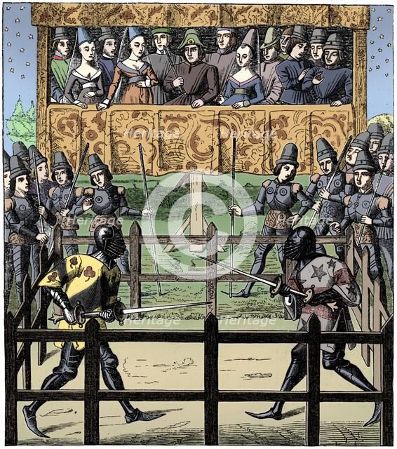 Single combat, 15th century (1849). Artist: Unknown.