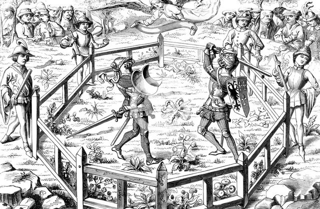 Single combat subjected to the judgement of God, 15th century (1849). Artist: Unknown
