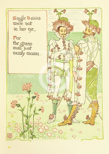 Single Daisies were not in her eye, For the grass was just newly mown, 1899.  Creator: Walter Crane.