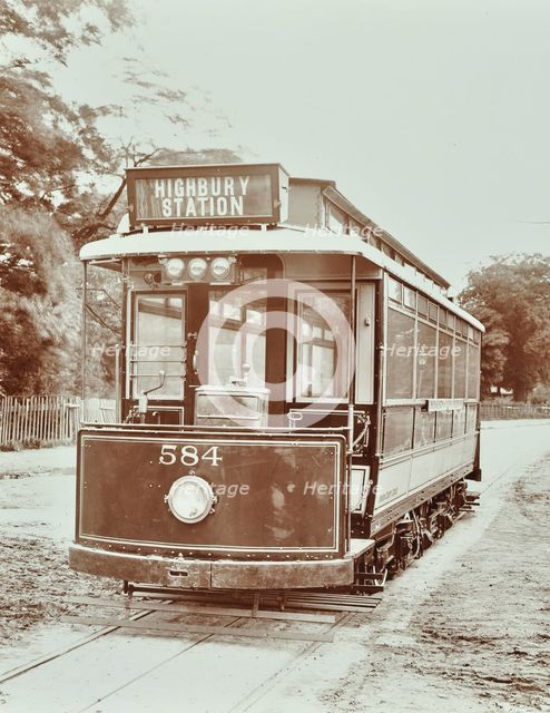 Single-decker electric tram, 1907. Artist: Unknown.