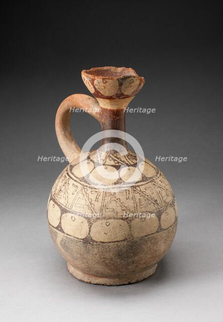 Single-Handled Jar with Geometric Motifs, 100 B.C./A.D. 500. Creator: Unknown.