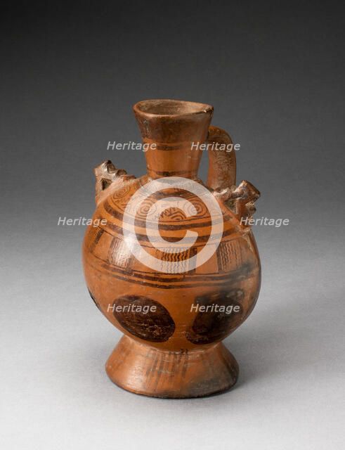 Single-Handled Pedestal Jar with Geometric Motifs and Appliques on Shoulders, A.D. 1000/1470. Creator: Unknown.