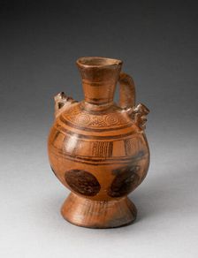 Single-Handled Pedestal Jar with Geometric Motifs and Appliques on Shoulders, A.D. 1000/1470. Creator: Unknown