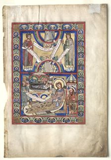 Single Leaf Excised from a Gospel Book: The Nativity (recto) and St. Matthew (verso), c. 1190. Creator: Unknown