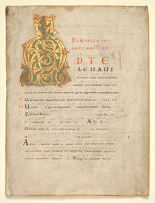 Single Leaf Excised from a Gradual and Sacramentary: Initial A[d te lavavi], c. 1000-1010. Creator: Unknown