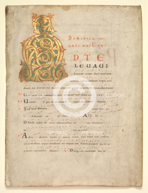 Single Leaf Excised from a Gradual and Sacramentary: Initial A[d te lavavi], c. 1000-1010. Creator: Unknown.