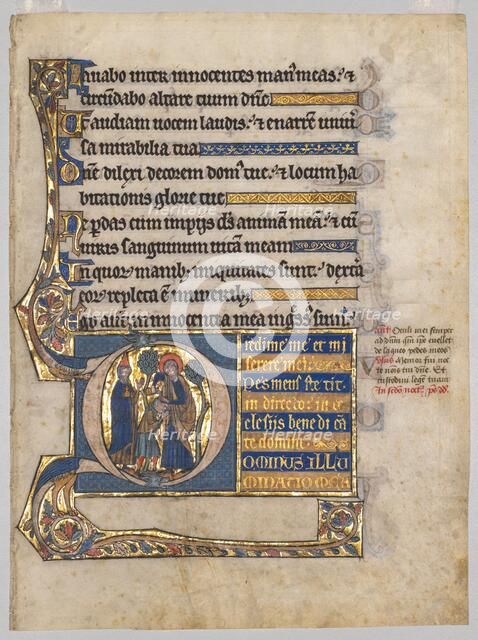 Single Leaf Excised from a Psalter: Initial D[ominus illuminatio mea] with Samuel…, c. 1270-1290. Creator: Unknown.