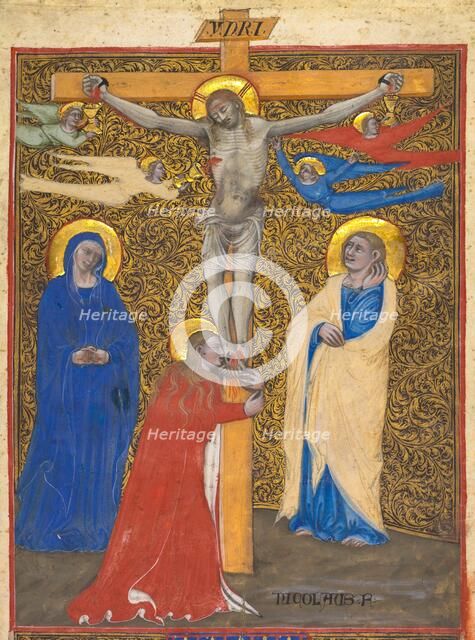 Single Leaf from a Missal: The Crucifixion, c. 1390. Creator: Nicolò da Bologna (Italian, c. 1325-1403), attributed to.