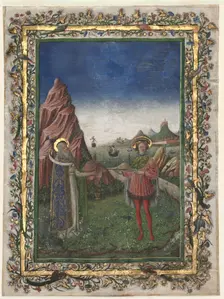 Single Leaf from a Missal: Two Male Saints, late 1400s. Creator: Unknown