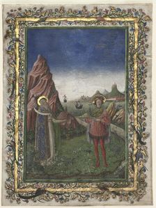 Single Leaf from a Missal: Two Male Saints, late 1400s. Creator: Unknown