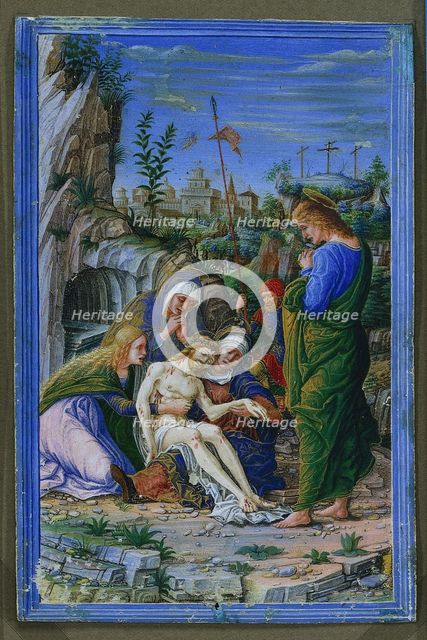 Single Leaf from a Book of Hours: Pieta, c. 1475-1485. Creator: Francesco dai Libri (Italian, c. 1506), attributed to.