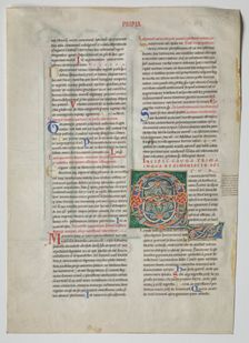 Single Leaf from a Decretum by Gratian: Decorated Initial Q[uidam habens filium obtulit], c1160-1165 Creator: Unknown