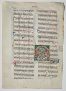 Single Leaf from a Decretum by Gratian: Decorated Initial Q[uidam habens filium obtulit]..., c. 1160 Creator: Unknown