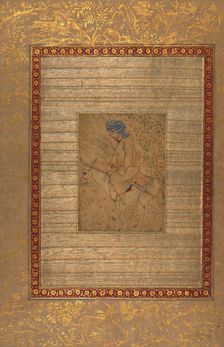 Single Leaf of a Man on a Donkey, early 11th century AH/AD 17th century. Creator: Unknown