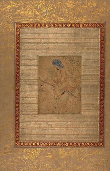 Single Leaf of a Man on a Donkey, early 11th century AH/AD 17th century. Creator: Unknown