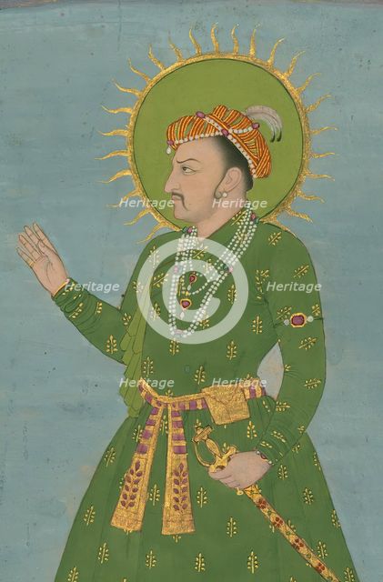 Single Leaf of a Portrait of the Emperor Jahangir, 13th century AH/AD 1825-1875. Creator: Unknown.