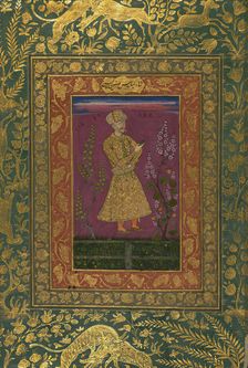 Single Leaf of a Portrait of Shah Abbas I, Painting: 18th century; Calligraphy: 1582-1583. Creator: Unknown